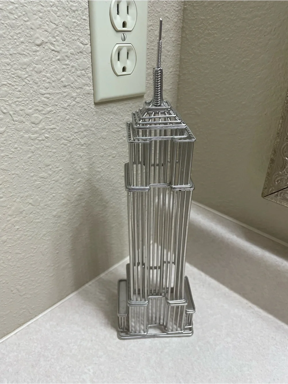 Silver Decorative Metal Skyscraper Sculpture - Home Bath Accent